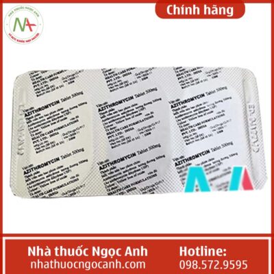 Vỉ thuốc Azithromycin Tablets 500mg Health Care Formulations