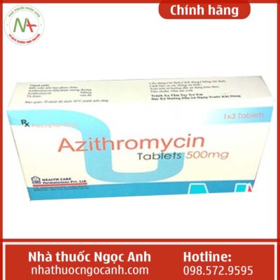 Hộp thuốc Azithromycin Tablets 500mg Health Care Formulations
