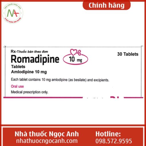 Hộp thuốc Romadipine 10mg Tablets