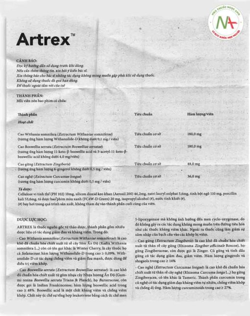 Hướng dẫn sử dụng thuốc Artrex