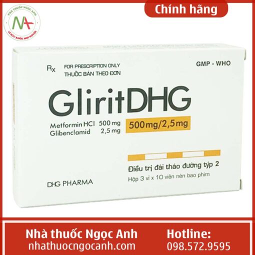 Hộp thuốc GliritDHG 500mg/2.5mg