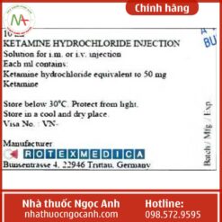 Công dụng Ketamine Hydrochloride Injection Rotexmedica