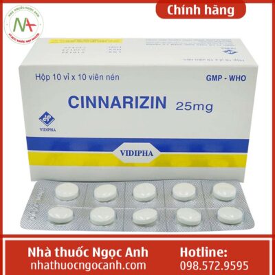 Hộp thuốc Cinnarizin 25mg Vidipha