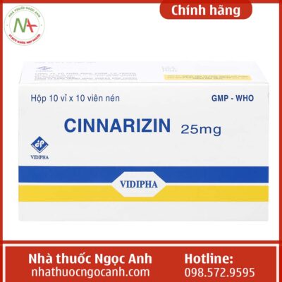 Hộp thuốc Cinnarizin 25mg Vidipha