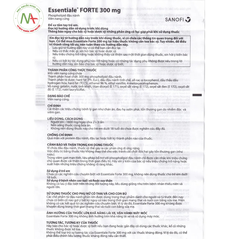 Tờ hướng dẫn sử dụng thuốc Essentiale Forte