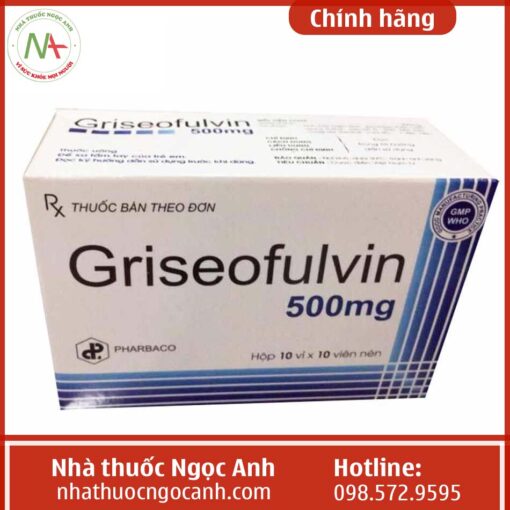 Hộp thuốc Griseofulvin 500mg Pharbaco