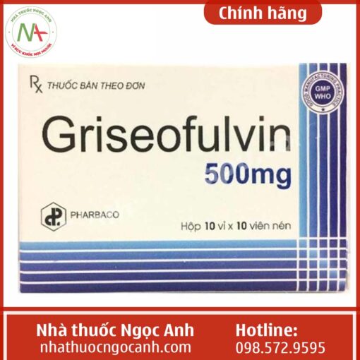 Hộp thuốc Griseofulvin 500mg Pharbaco