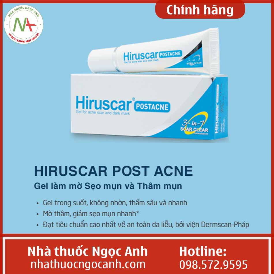 Hiruscar Post Acne 10g thấm nhanh, mờ thâm sẹo hiệu quả