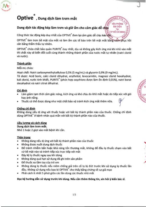 Thuốc nhỏ mắt Optive 15ml có tác dụng gì, giá bao nhiêu, mua ở đâu?