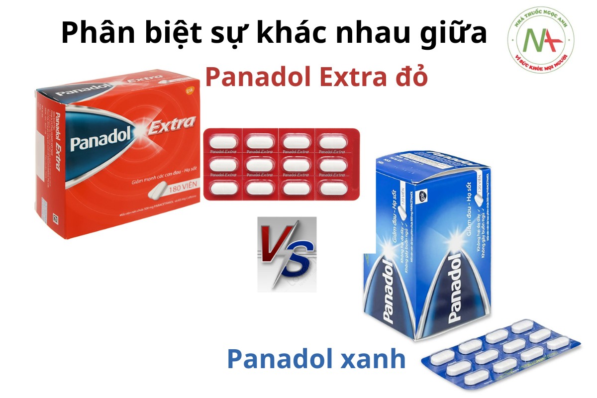 So sánh Panadol Extra đỏ và Panadol xanh