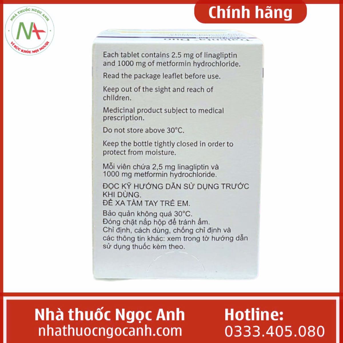 Thuốc Trajenta Duo 2.5mg/1000mg