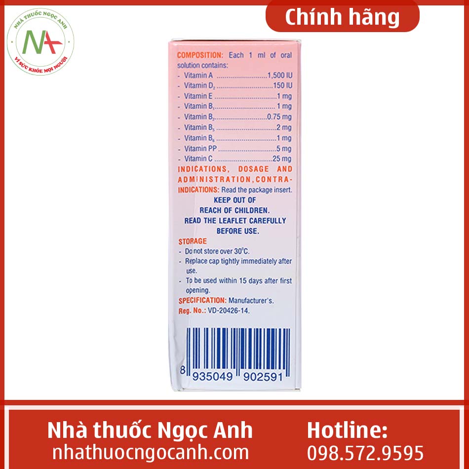 Hộp thuốc Vitarals 20ml