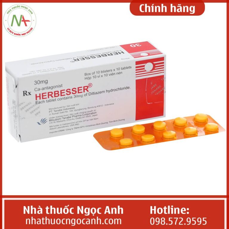 Herbesser 30mg trị tăng huyết áp, đau thắt ngực