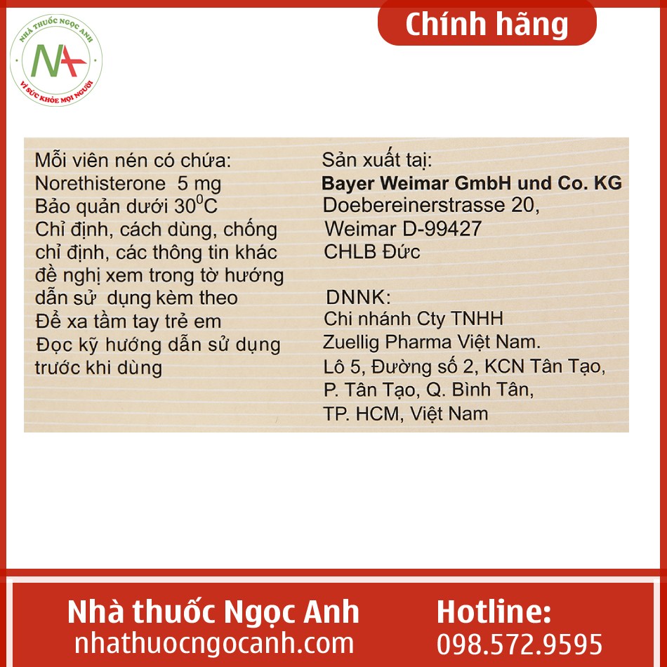 Hình ảnh thuốc Primolut N 5mg