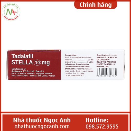 Hình ảnh hộp thuốc Tadalafil Stella 10mg