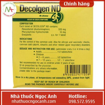 liều dùng thuốc Decolgen ND