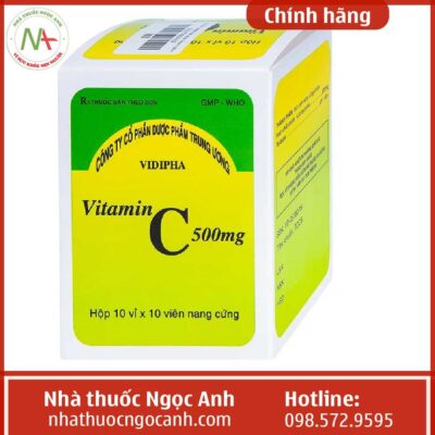 hộp thuốc Vitamin C 500mg viên nang cứng Vidipha