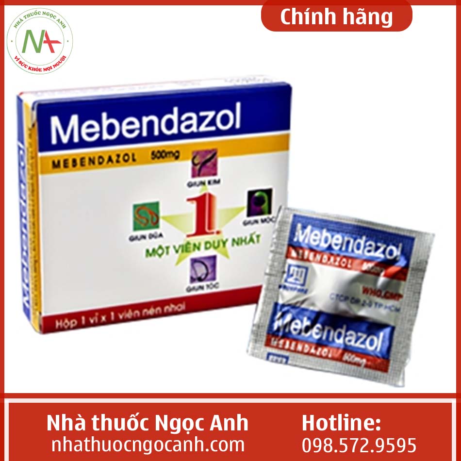 Hộp thuốc Mebendazol 500mg Nadyphar