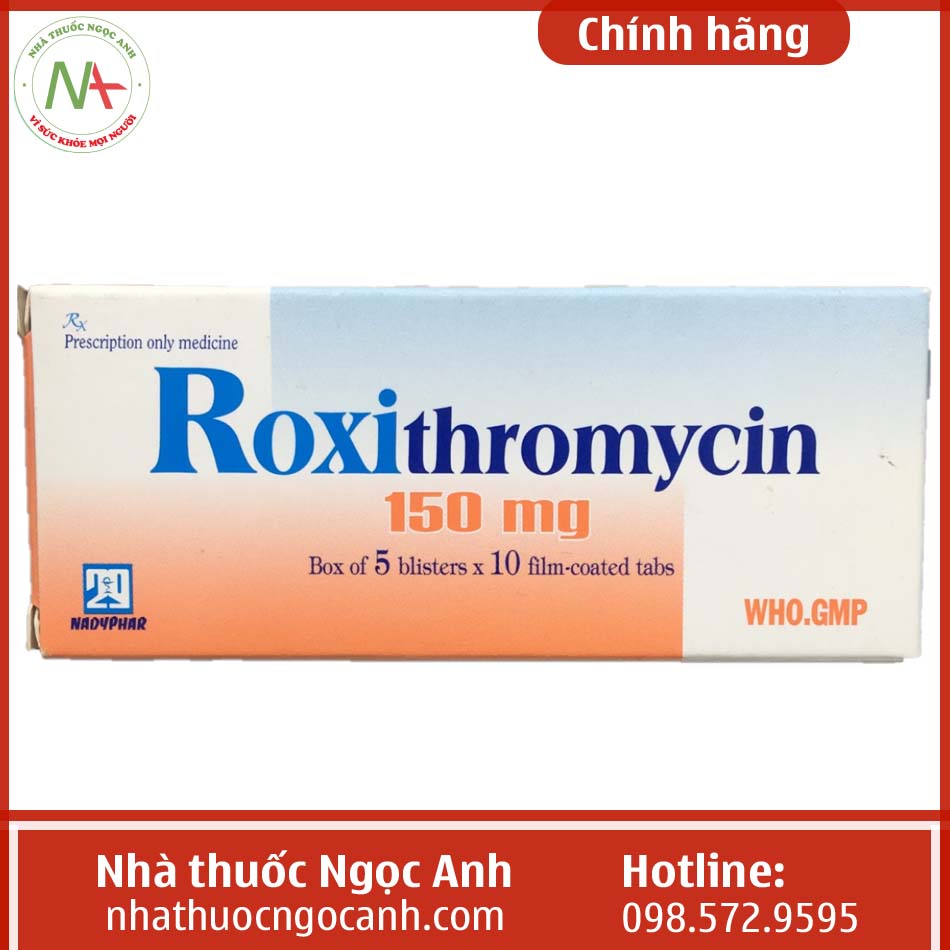 Hộp thuốc Roxithromycin 150mg Nadyphar