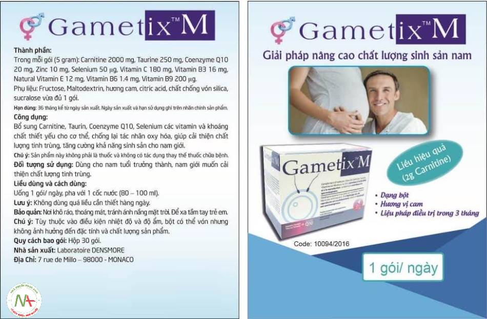 Sản phẩm Gametix M dành riêng cho nam giới