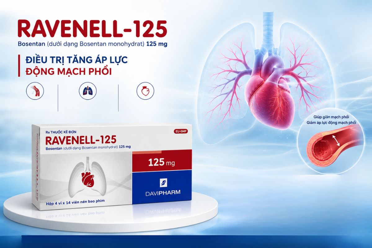 Ravenell-125 29 Thuốc Ravenell-125 điều trị tăng áp lực động mạch phổi
