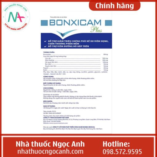 Hình ảnh thông tin hướng dẫn sử dụng sản phẩm Bonxicam Plus