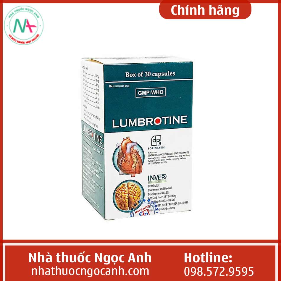 Hình ảnh mặt trước của hộp thuốc Lumbrotine