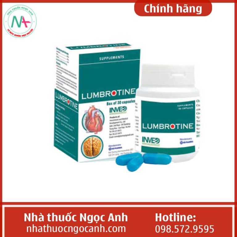 Hình ảnh hộp thuốc, lọ thuốc và viên thuốc Lumbrotine