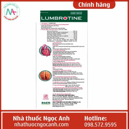 Hình ảnh tờ hướng dẫn sử dụng của thuốc Lumbrotine