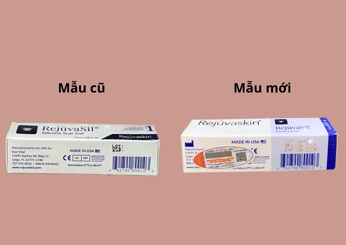 Rejuvasil Silicone Scar Gel 10ml 3 Rejuvasil mẫu cũ và mẫu mới