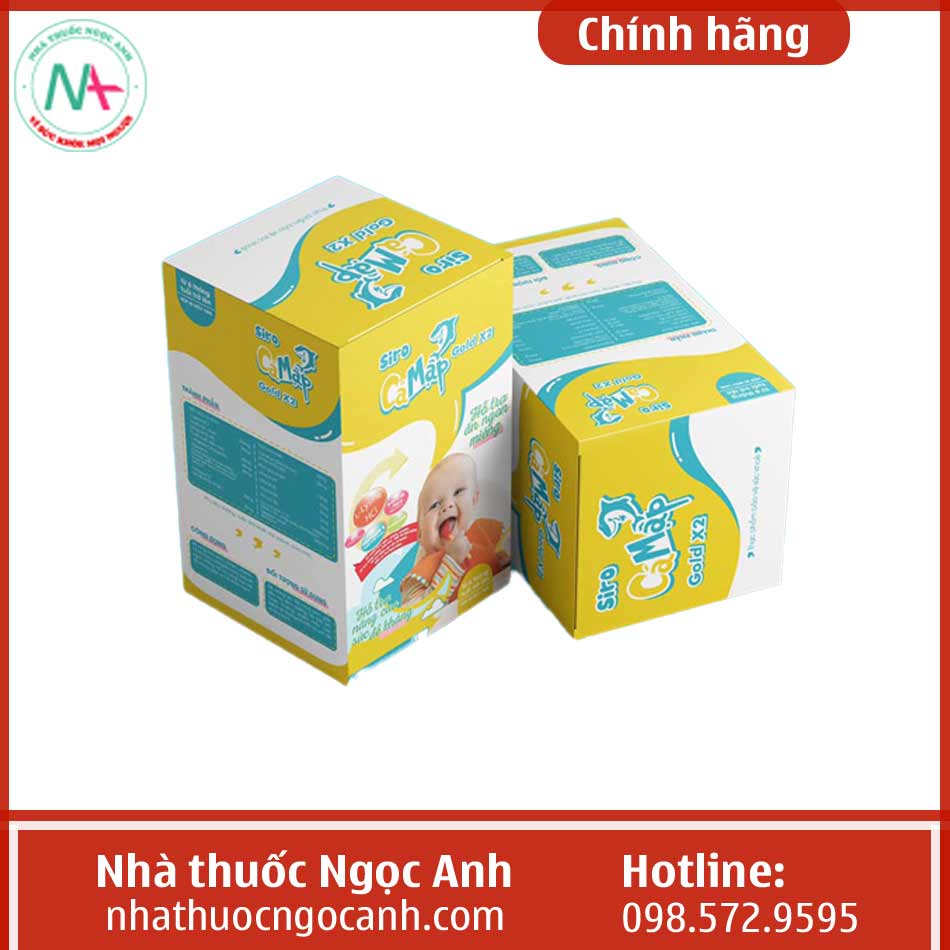 Hình ảnh các mặt của hộp Siro Cá Mập Gold X2