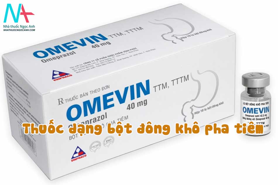 Omevin là sản phẩm thuộc dạng bột đông khô pha tiêm và có dược chất chính là Omeprazol