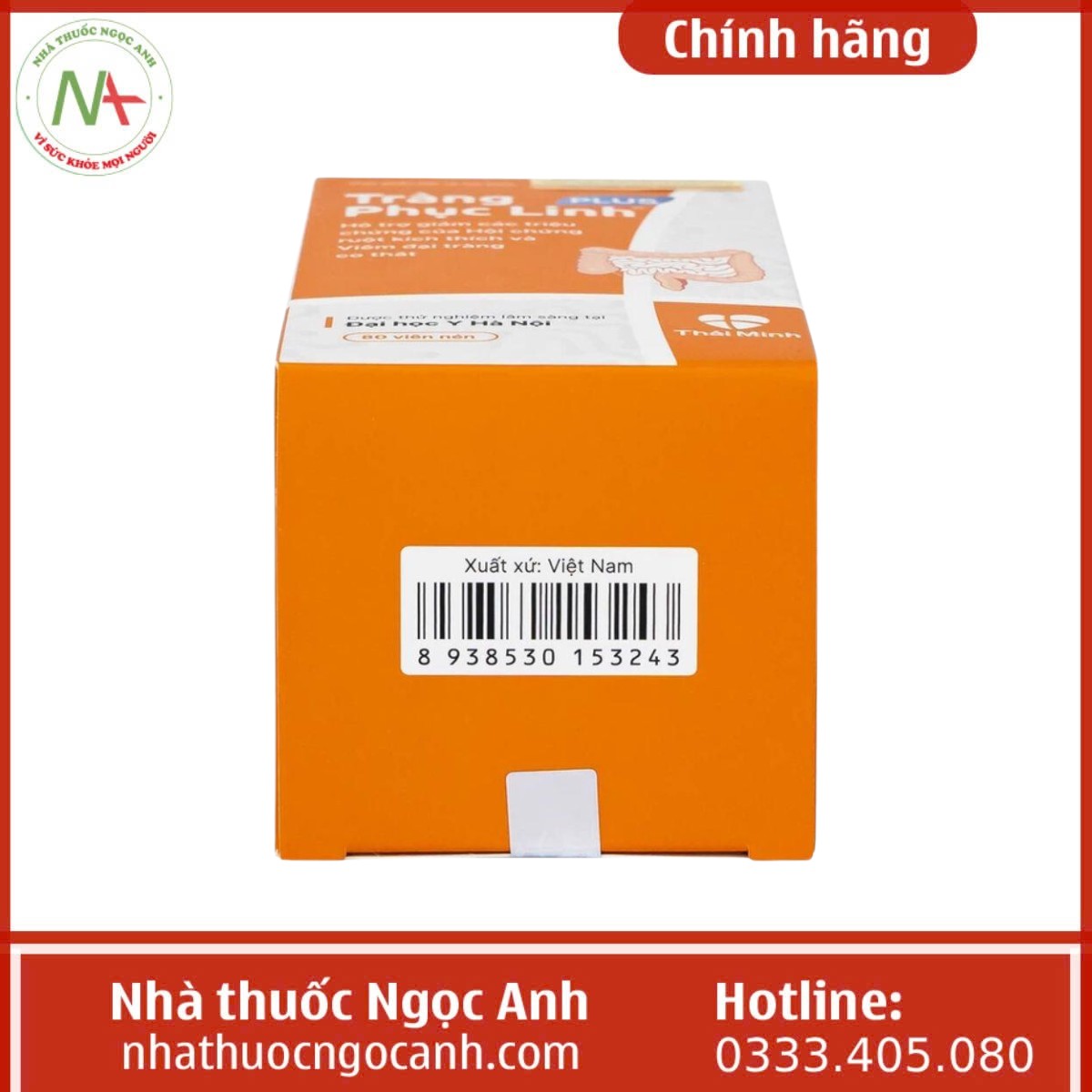 Mặt đáy hộp Tràng phục linh Plus (hộp 80 viên)