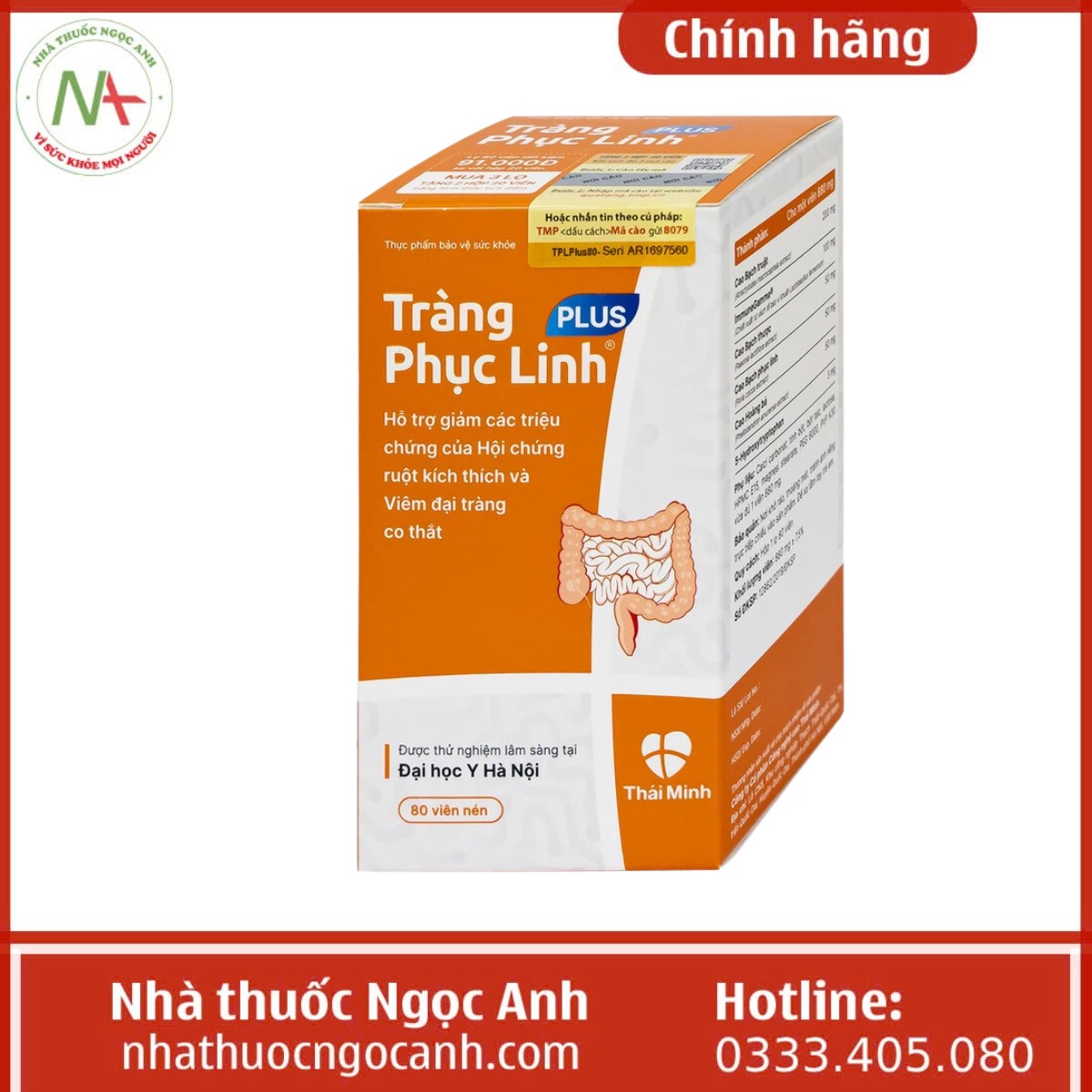 Mặt góc hộp Tràng phục linh Plus (hộp 80 viên)