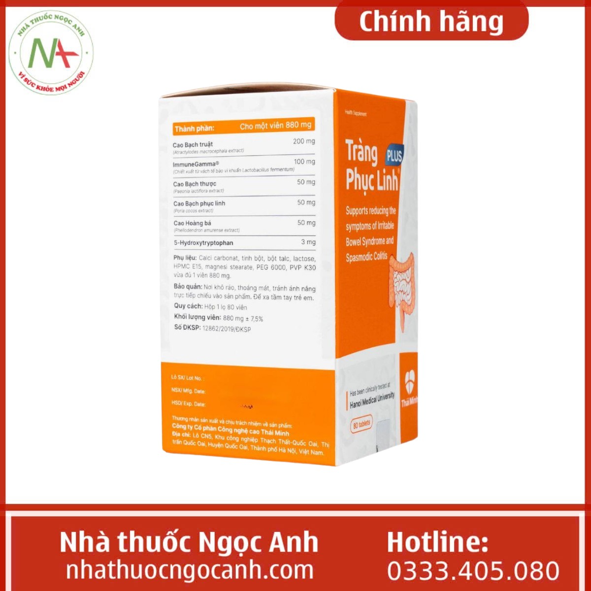 Mặt góc hộp Tràng phục linh Plus (hộp 80 viên)