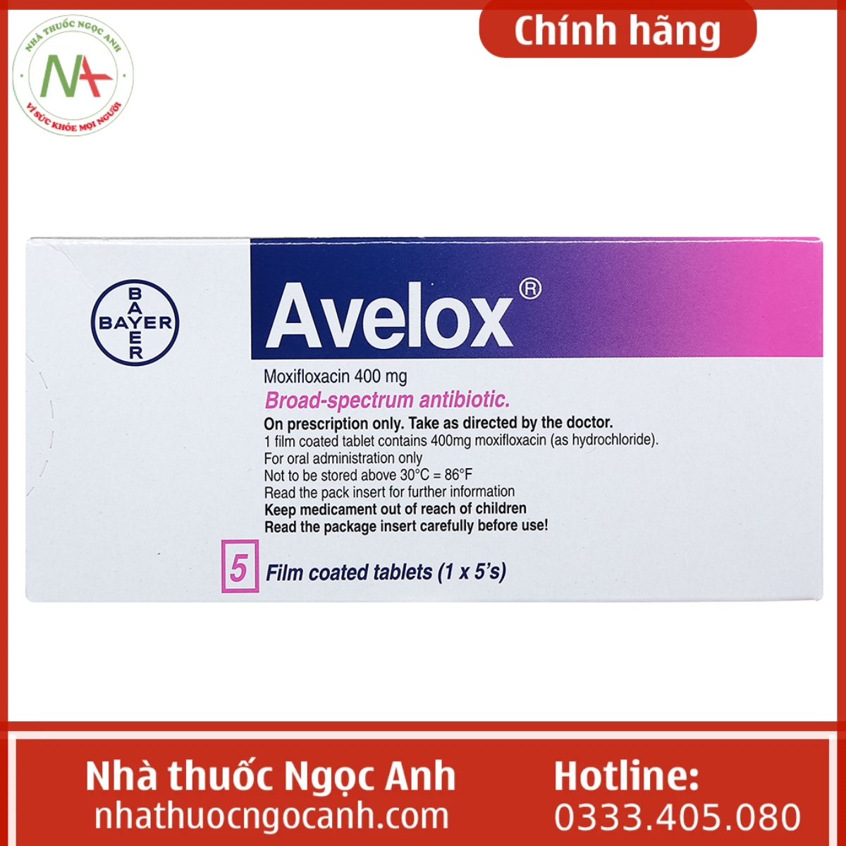 Hộp thuốc Avelox 400mg