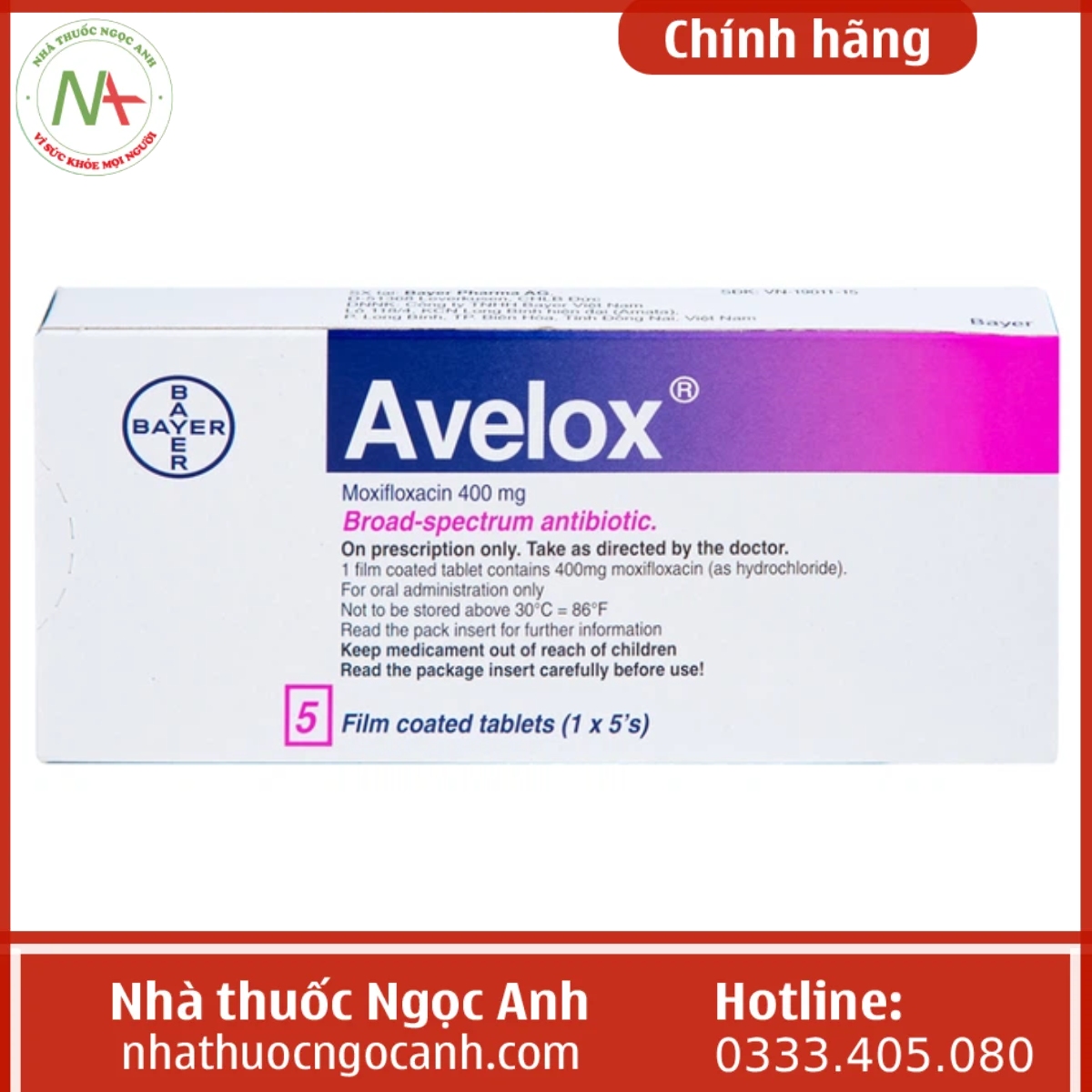 Hộp thuốc Avelox 400mg