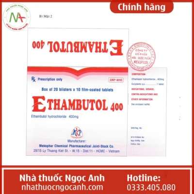 Nhãn thuốc Ethambutol 400 Mekophar