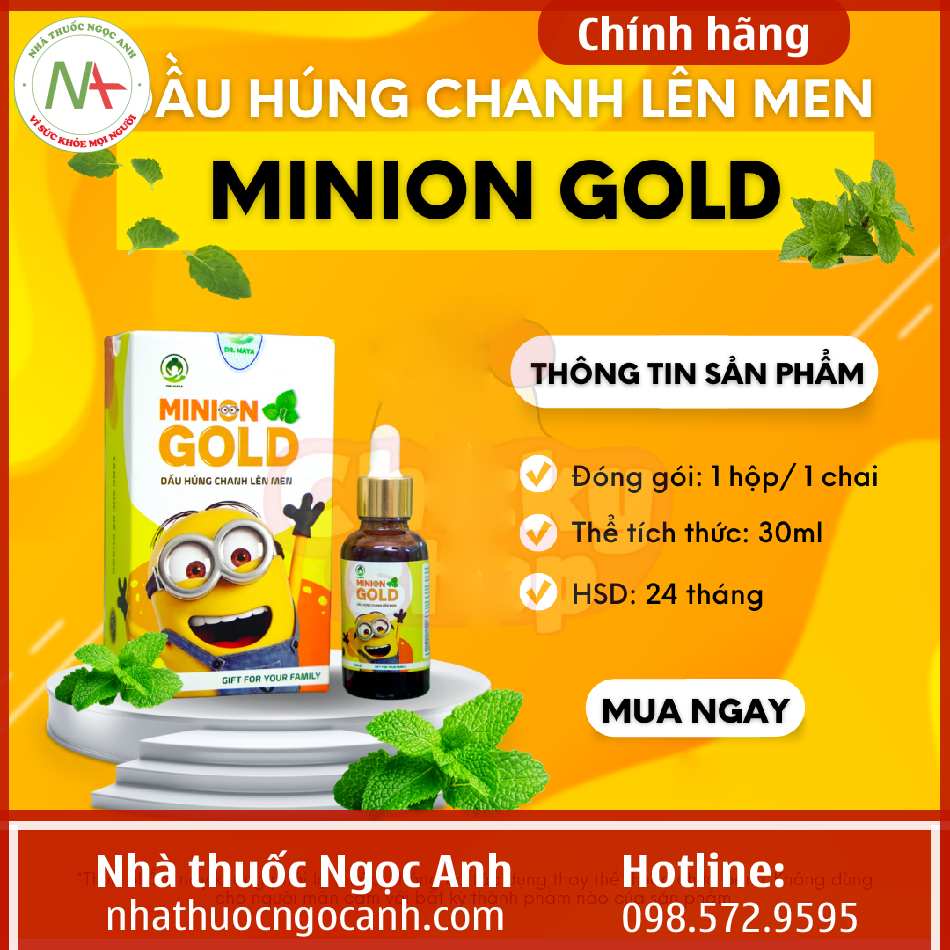 Tinh dầu húng chanh Minion Gold cho trẻ em có thực sự hiệu quả?