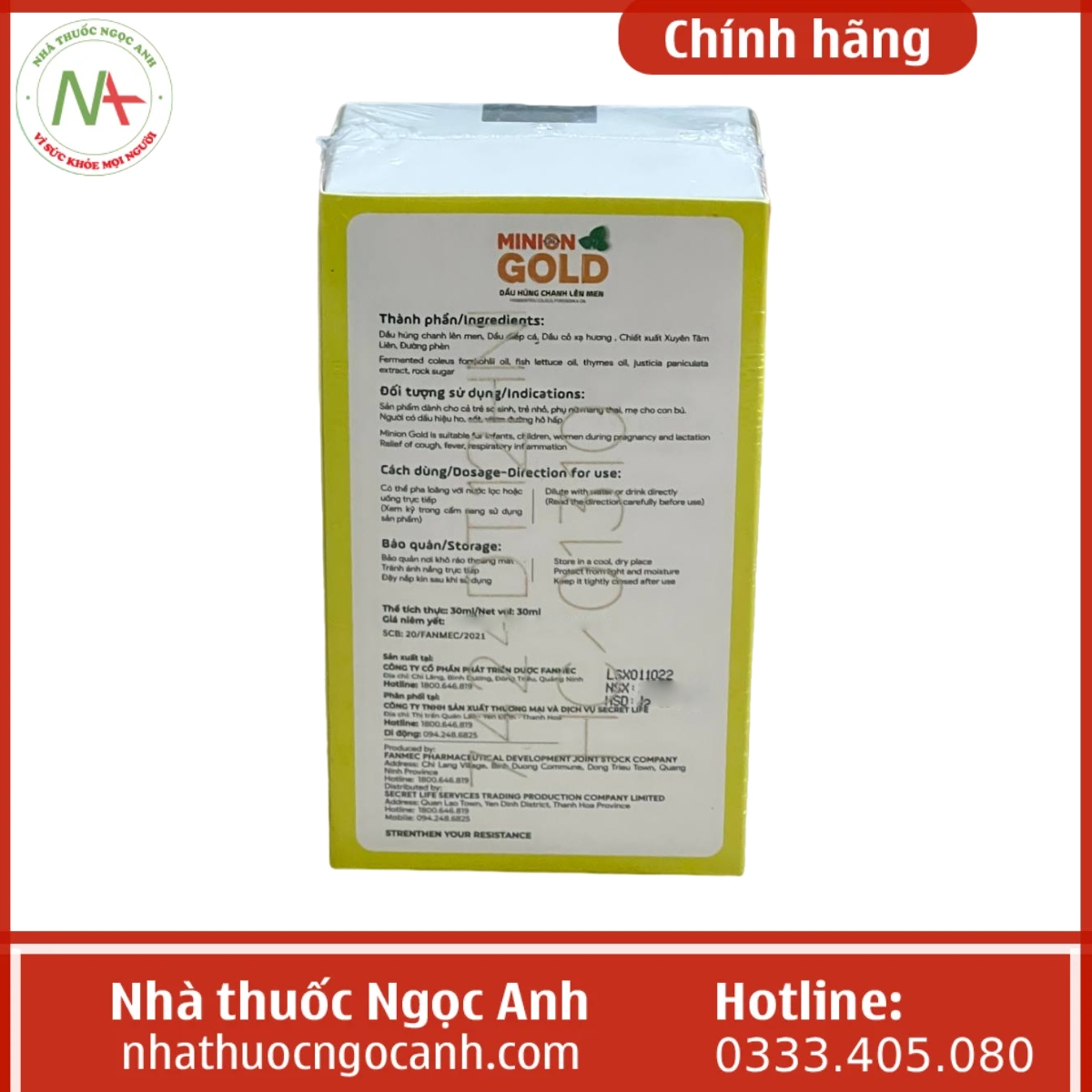 Tinh dầu húng chanh Minion Gold