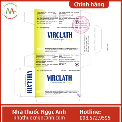 Nhãn thuốc Virclath 500mg