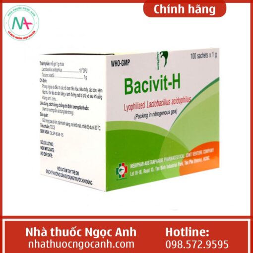 Mặt bên hộp thuốc Bacivit-h.