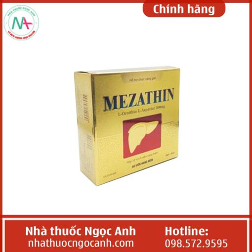 Hình ảnh góc nghiêng của hộp thuốc Mezathin