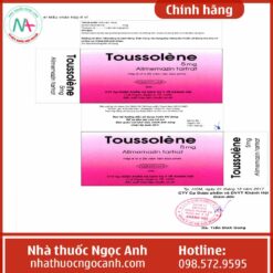 Hình ảnh mẫu nhãn hộp 8 vỉ của thuốc Toussolene 5mg