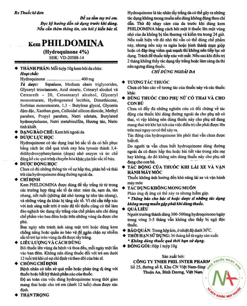 Tờ hướng dẫn sử dụng Phil Domina