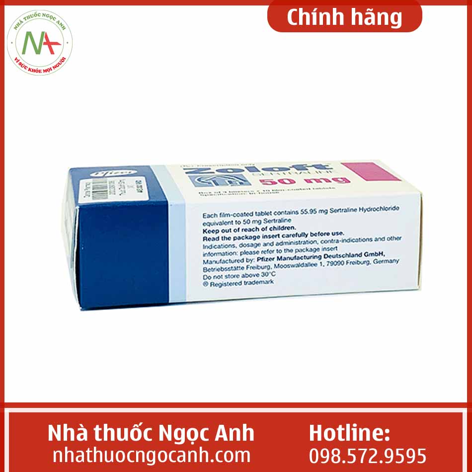 Hình ảnh mặt dưới 2 của hộp thuốc Zoloft 50mg