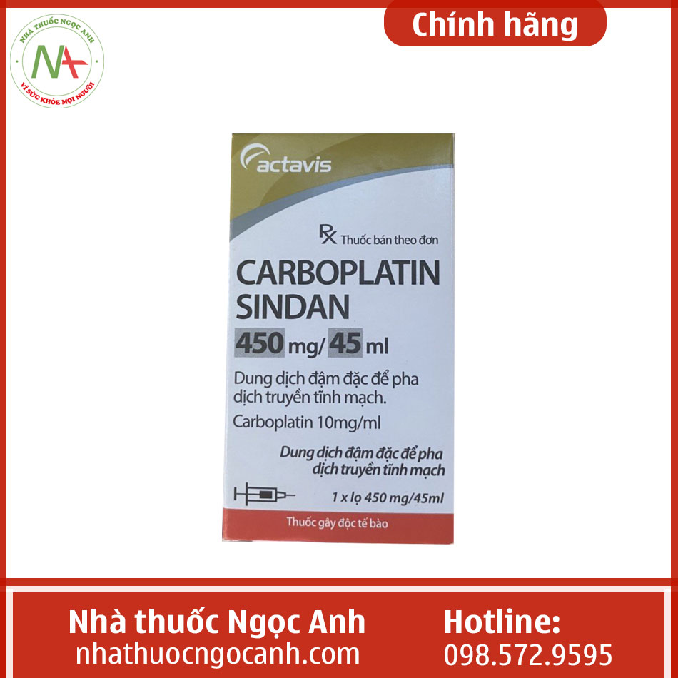Thuốc Carboplatin Sindan 450 mg/ 45 ml