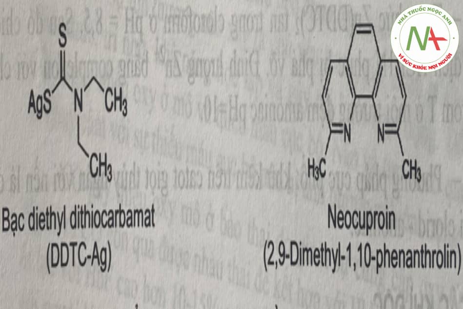 Công thức cấu tạo cảu Bạc diethyl dithiocarbamat và neocuproin