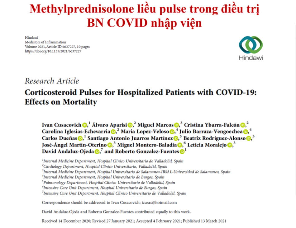 Methylprednisolone liều pulse trong điều trị BN COVID nhập viện