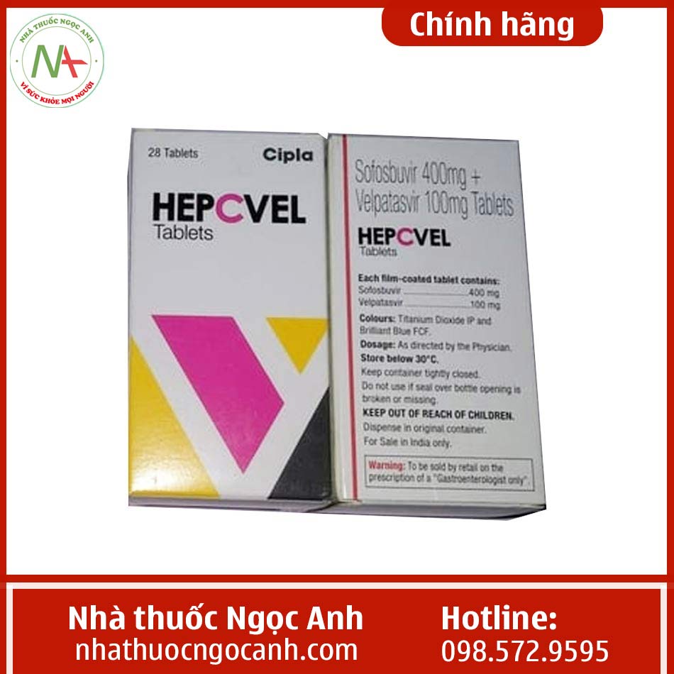 Hình ảnh mặt sau và trước hộp thuốc Hepcvel